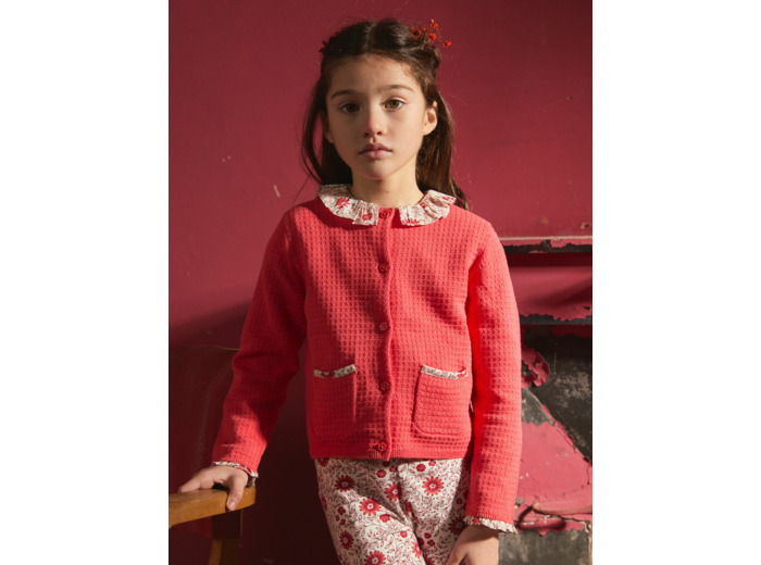 Cardigan à col fleuri