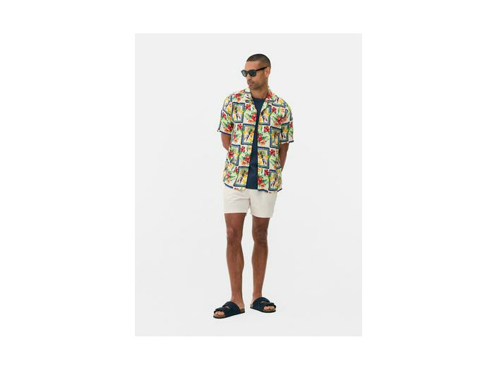 Chemise boutonnée à motif tropical homme