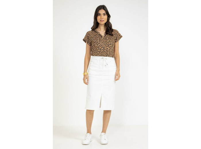 Jupe midi en coton viscose