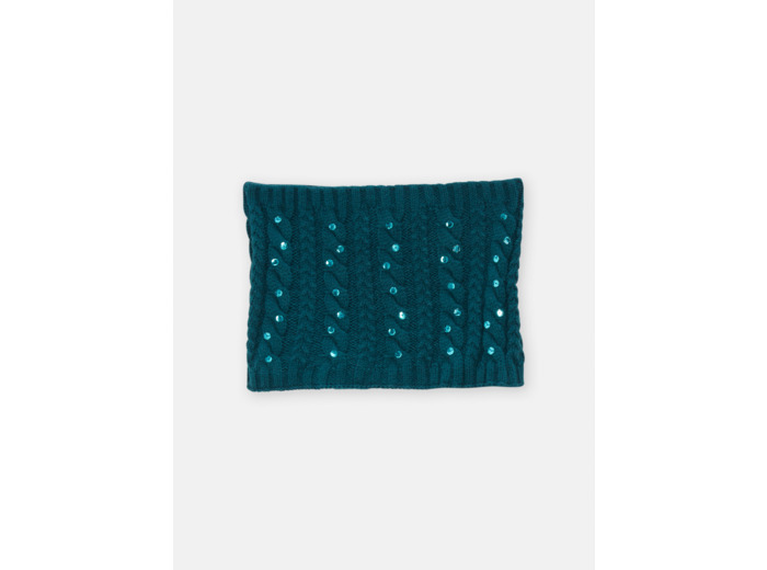 Snood en tricot bleu canard pour fille