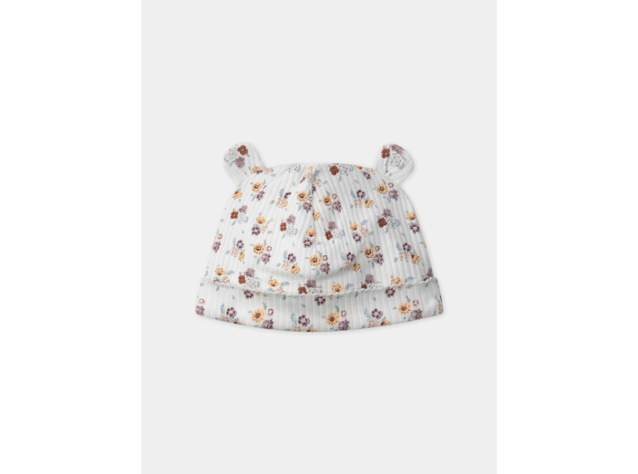 Bonnet écru imprimé fleur