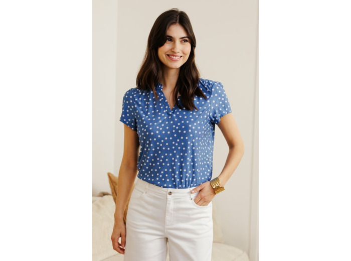 Tee-shirt imprimé pois manches courtes