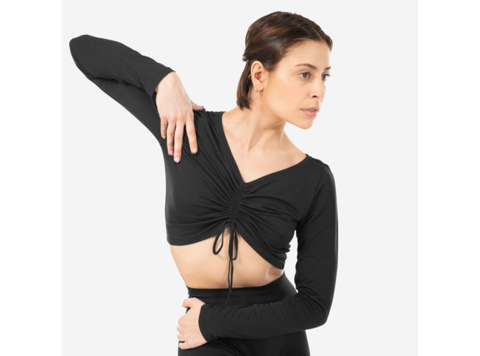 T-shirt danse modern jazz manches longues modulable femme - noir