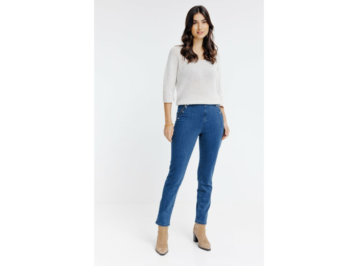 Pantalon en denim détails snaps et zip