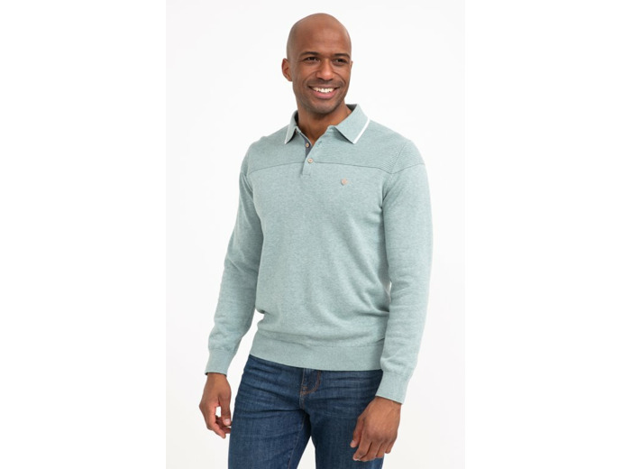 Pull col polo uni Tilleul