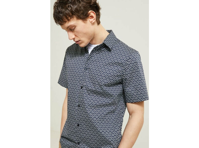 Chemisette en coton avec  imprimé - Bleu foncé