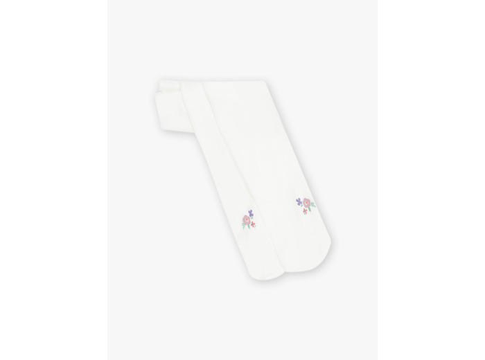 Collant ivoire à fleurs