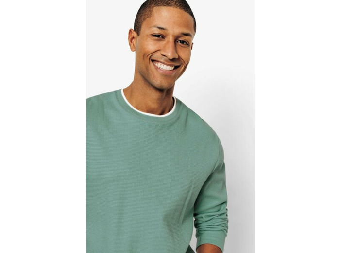 Tee shirt  matière fantaisie col rond - Bleu turquoise