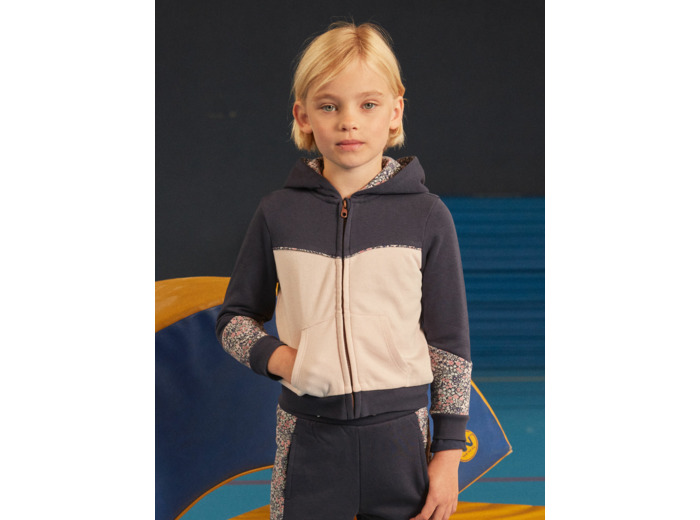 Sweat à capuche zippé fleuri