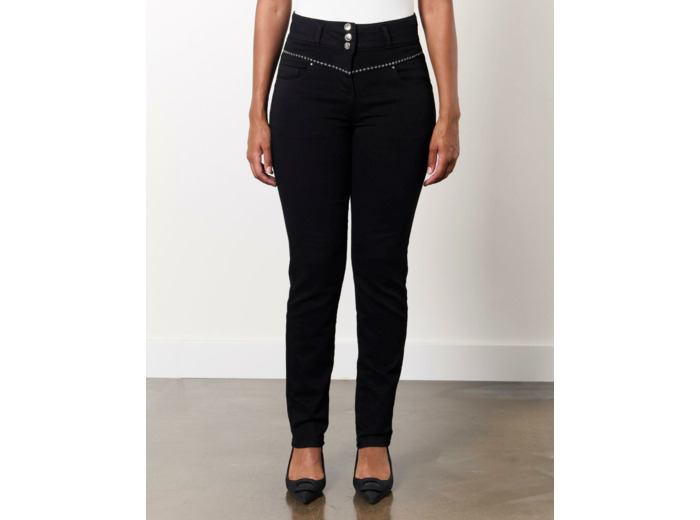 Pantalon 7/8 slim uni NOIR Femme