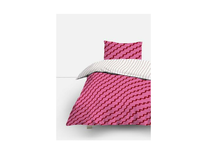 Parure de lit simple réversible à rayures ondulées