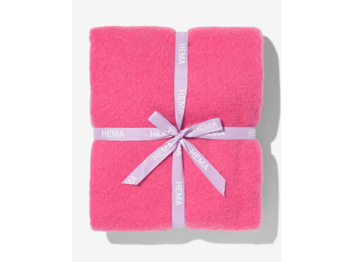 Plaid aspect laine rose 130 x 150