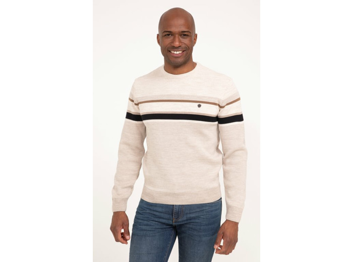 Pull col rond rayé Acacia