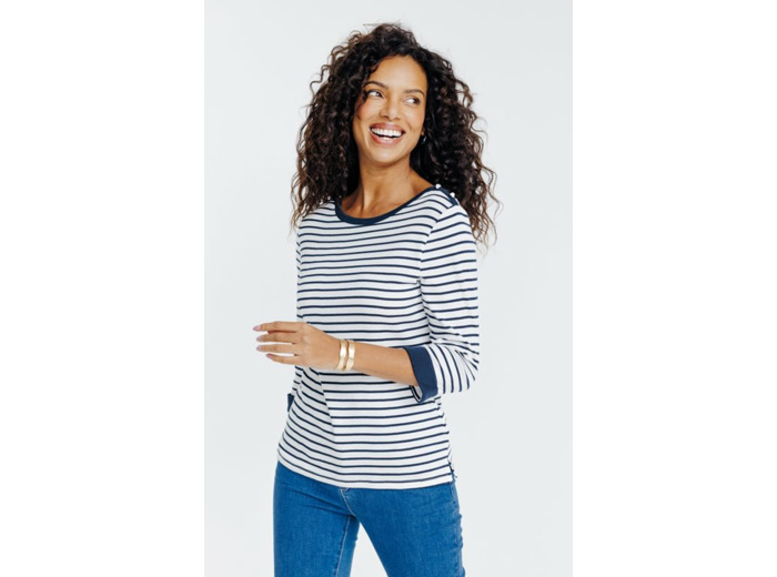 Tee-shirt rayé manches 3/4