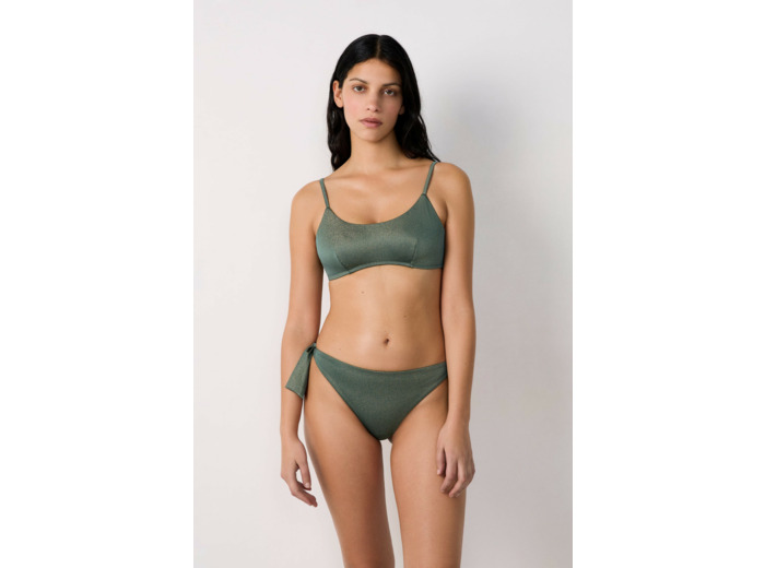 Brassière haut de maillot à nouer pailleté