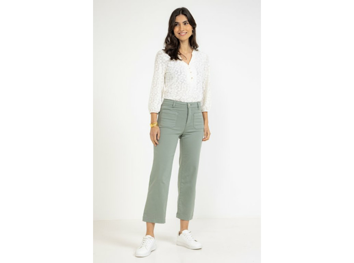 Pantalon crop poches plaquées devant