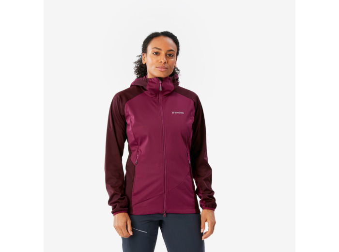 VESTE SOFTSHELL ALPINISME FEMME- Rouge Betterave