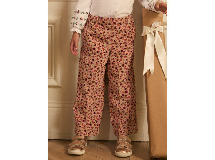 Pantalon fleuri en velours