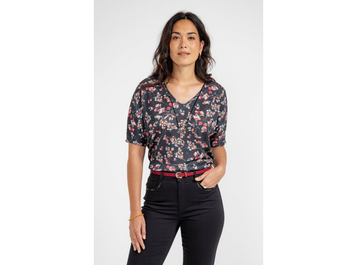 T-Shirt Manches Souris Col V