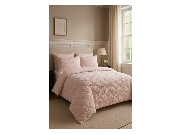 Parure de lit double matelassée en losanges