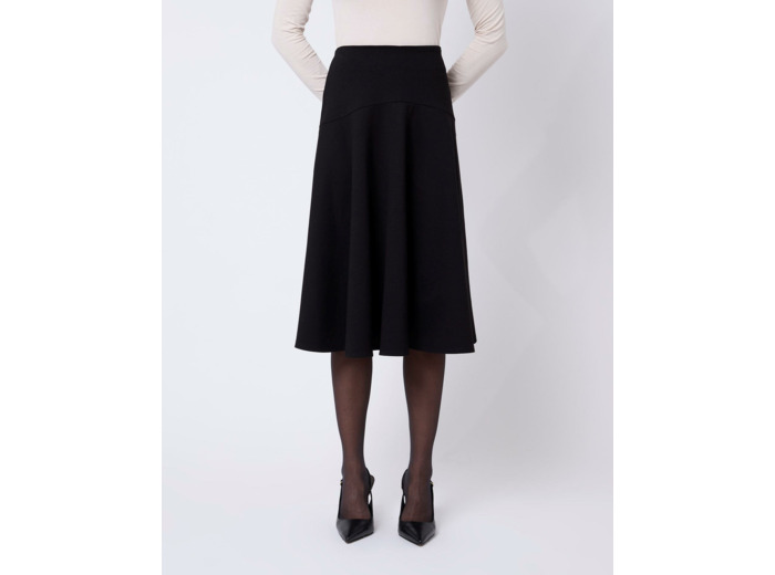 Jupe midi unie NOIR