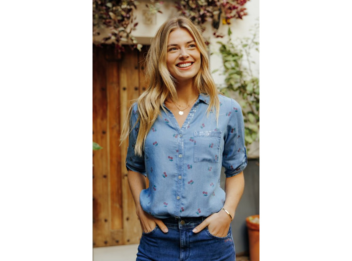 Chemise imprimée cerise en lyocell