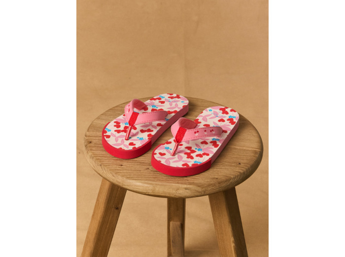 Tongs imprimé coeurs cerises