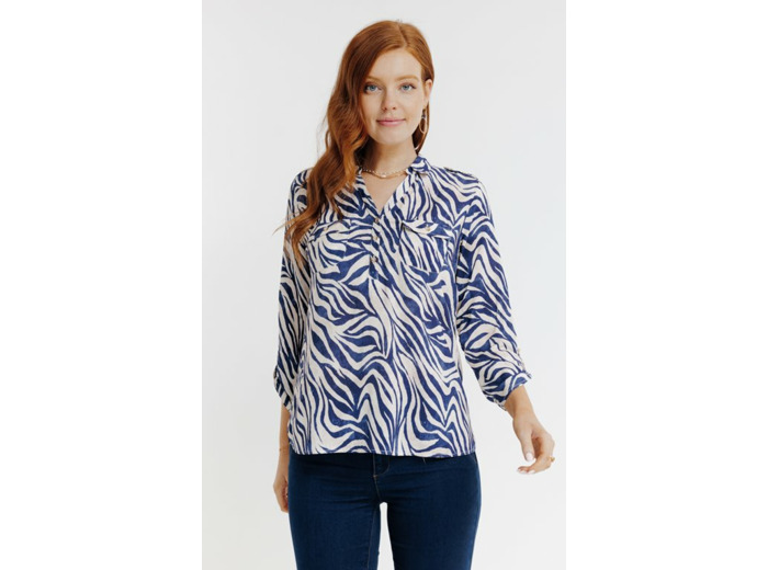 Tunique Col Chemise Imprimée Zebre