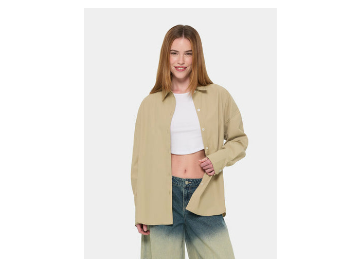 Chemise oversize beige kaki