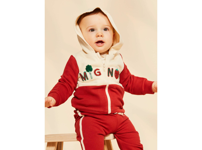 Haut de jogging rouge et vanille à capuche Mignon