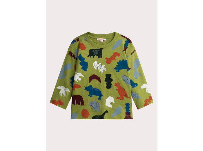 T-shirt vert pomme imprimé dinosaure pour garçon