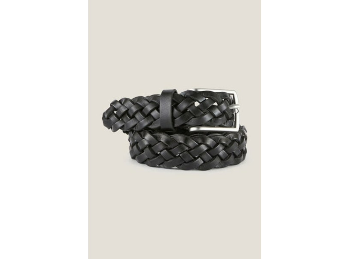 Ceinture tressée en cuir - Noir