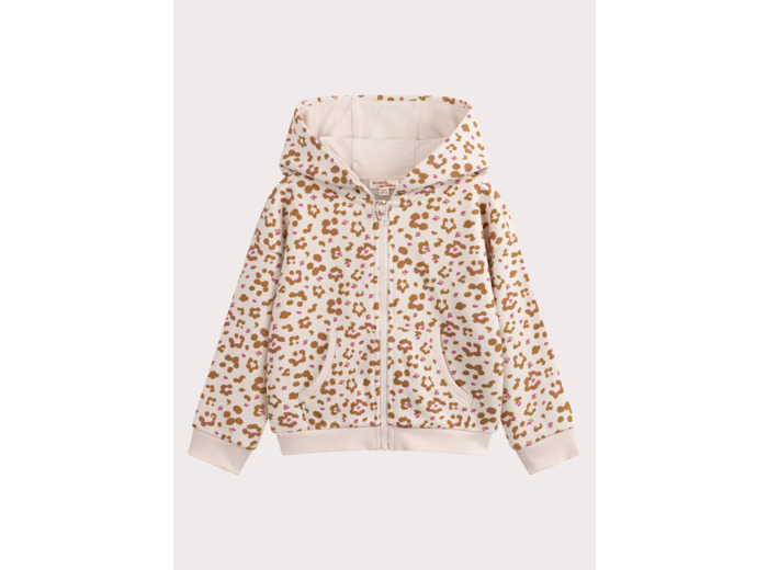 Haut de jogging écru imprimé léopard pour fille