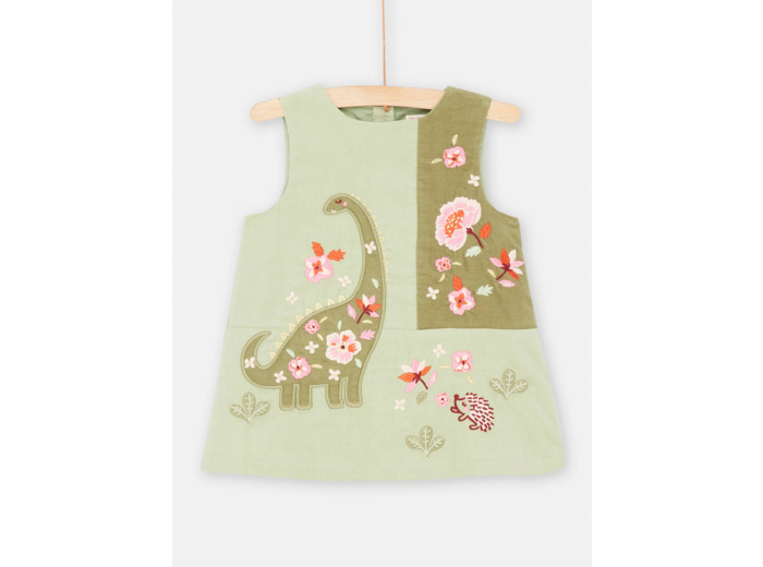 Robe verte en velours pour bébé fille