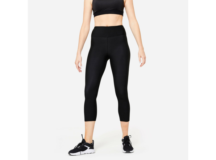 Legging de fitness court cardio femme, noir fumé