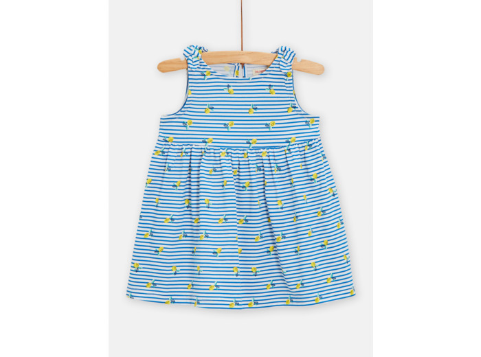 Robe rayée à imprimé citron pour bébé fille