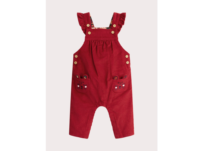 Salopette en velours rouge pour bébé fille