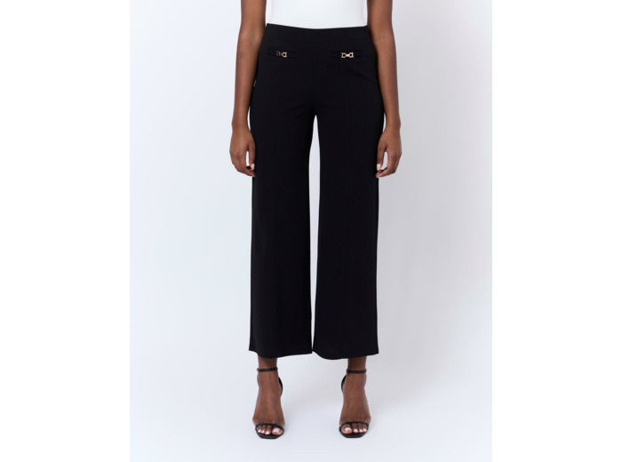 Pantalon 7/8 large uni NOIR Femme