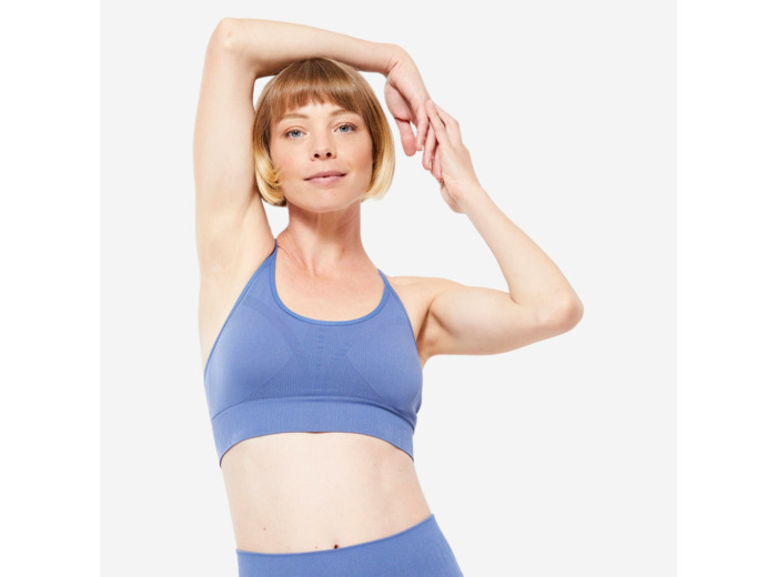 Brassière dos nageur respirant maintien léger Femme, Bleu