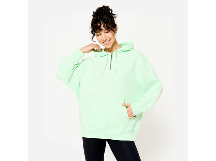 Sweat à Capuche Fitness Oversize Femme 520 - Vert Clair