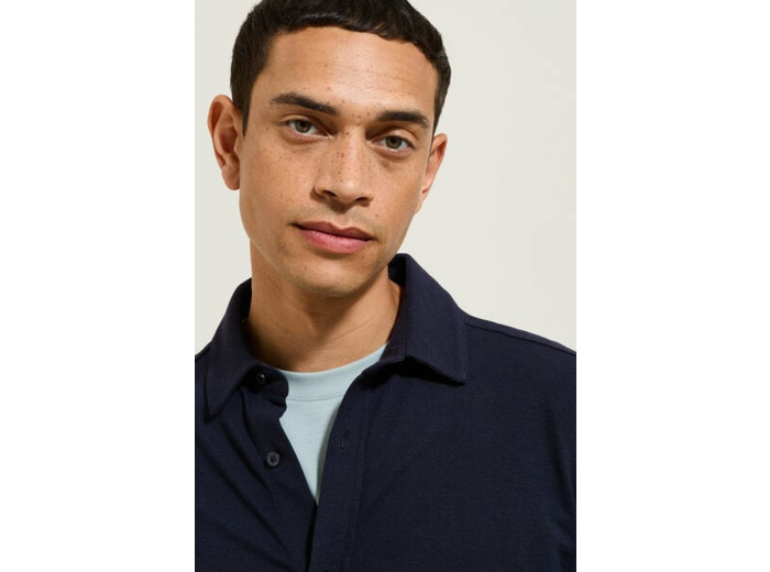 Chemise en maille unie - Bleu foncé