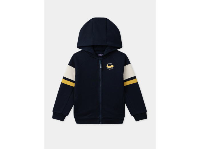 Sweat à capuche zippé bleu foncé à manches longues Garçon