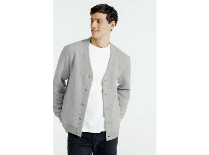 Sweat cardigan à boutons - Gris moyen