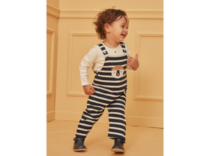 Salopette longue rayée