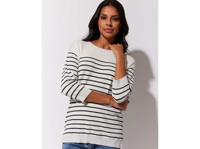 Pull marinière rayé BLANC Femme
