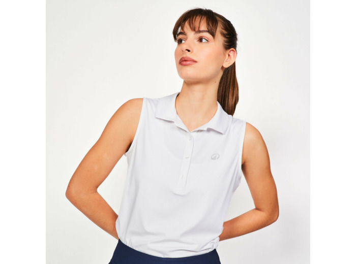 Polo de golf débardeur sans manches femme, WW500 blanc