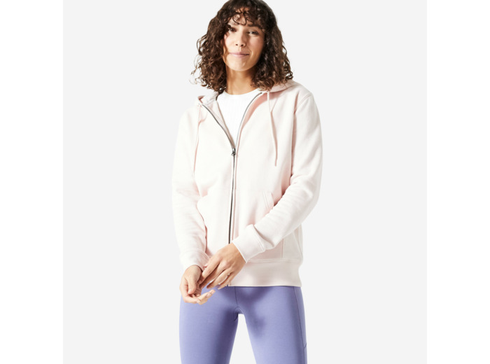 Sweat zippé fitness femme, rose quartz