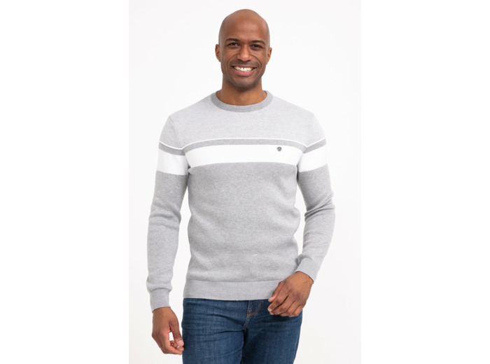 Pull col rond rayé Grisy