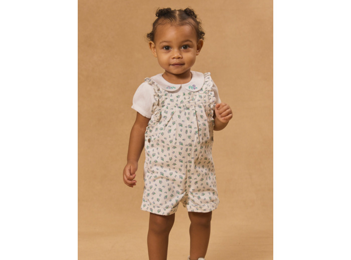 Salopette courte imprimée fleuri