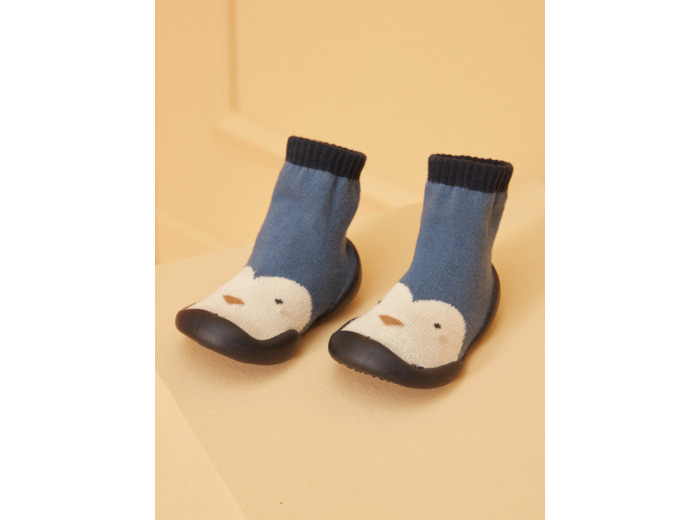 chaussette de couleur bleu et écru